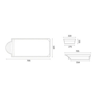 Glasfiberpool Aves 705 med rektangulär badkar, pool-design 7,05m x 3,20m x 1,55m