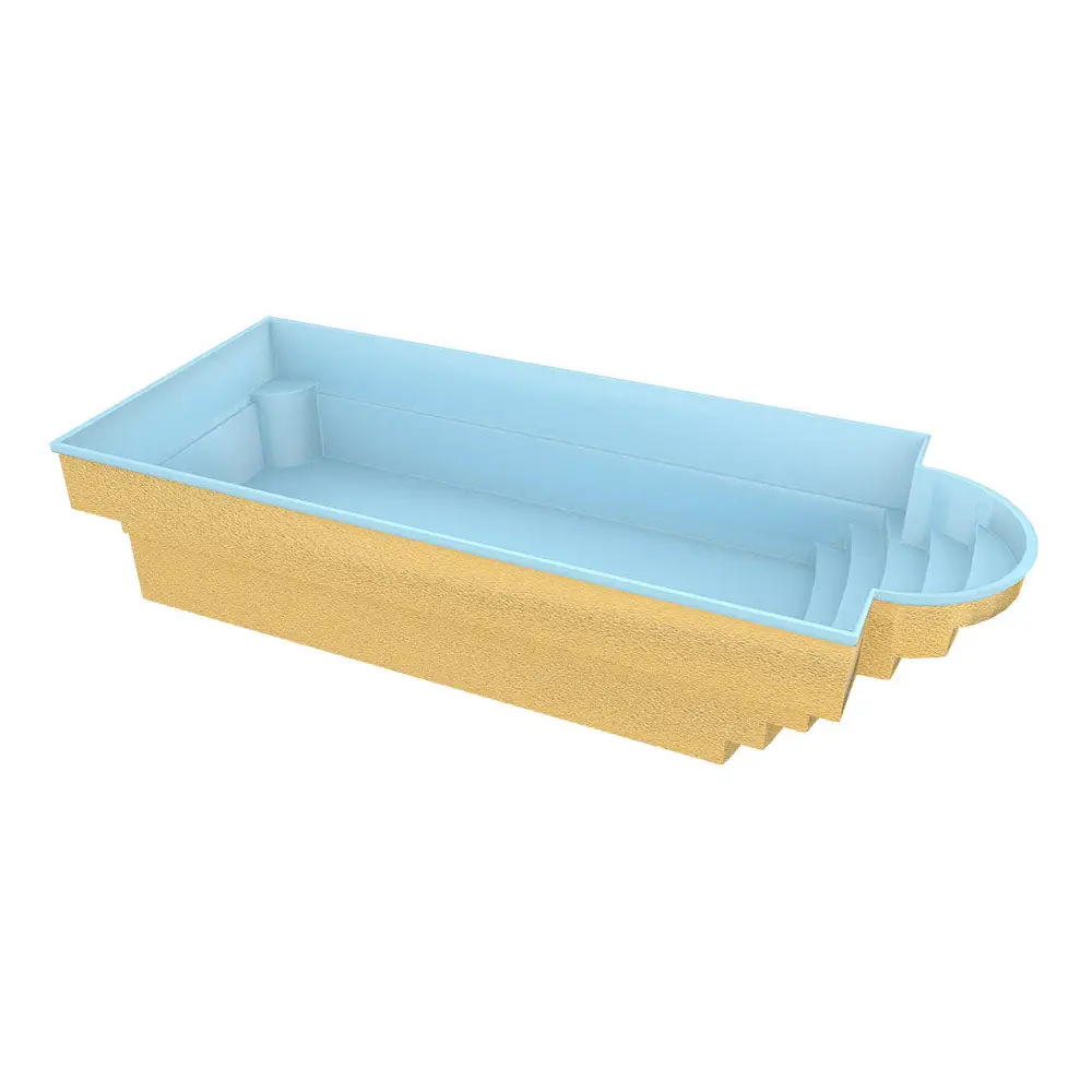 Glasfiberpool Aves 800 med romersk trappa, pool och pooltak, 8x3,2x1,55m