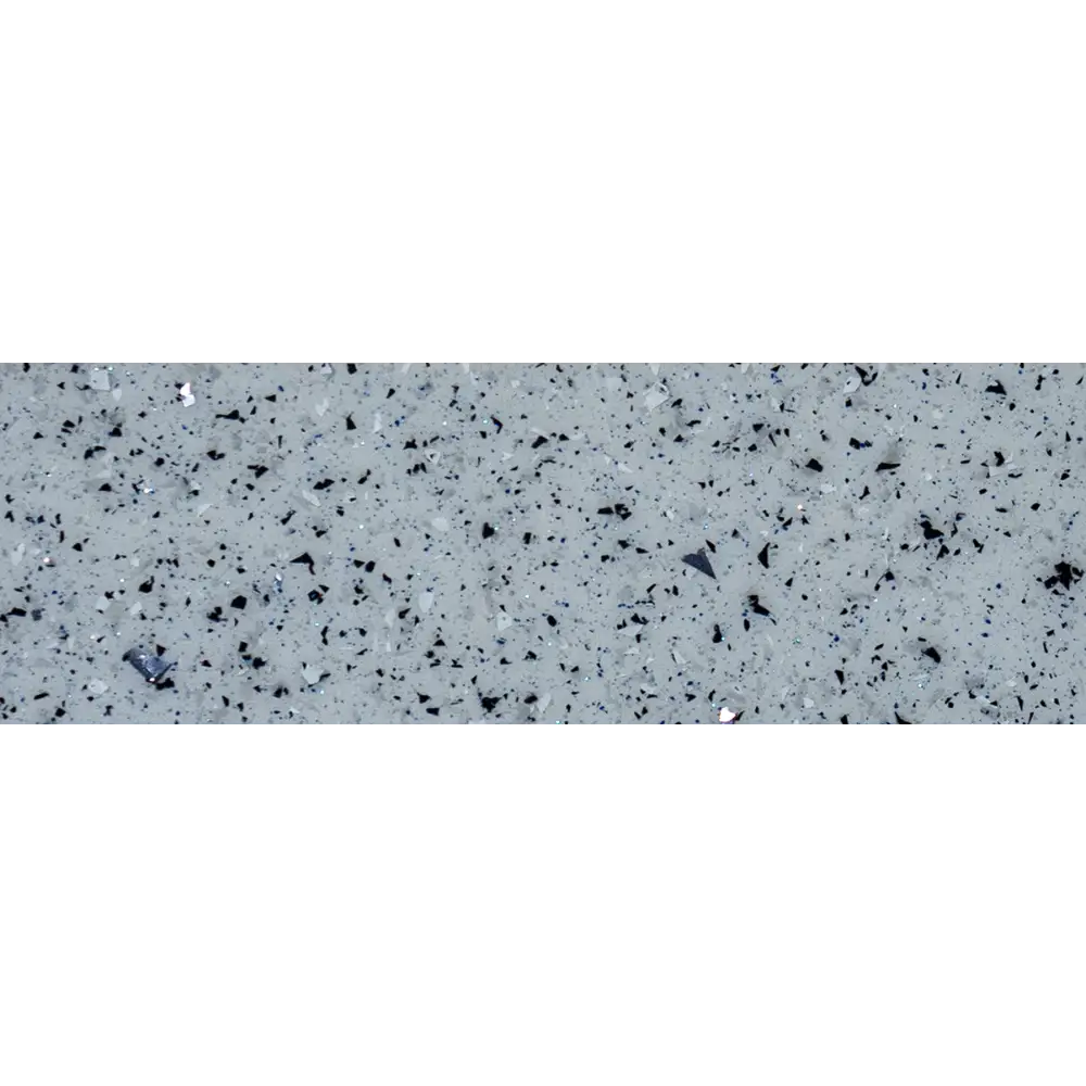 Grå fläckig poolbänk med svarta och silverfärgade fläckar i Glasfiberpool Aves 800