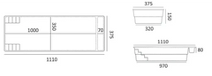 Bahama trädgårdspool med transparent pooltak och rektangulär planter 1000x350x70mm