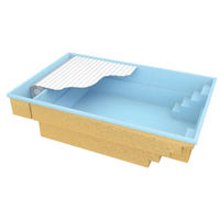 Ljusblå förstärkt polyester pool Bahama 600 med delvis uppkavlat pooltak