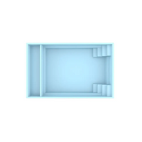 Ljusblå rektangulär bricka med förstärkt polyester, poolkompartiment och uppkant för Glasfiberpool Bahama