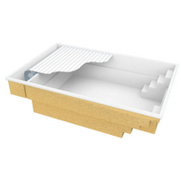 Vit pool i förstärkt polyester med pooltak, Glasfiberpool Bahama 600