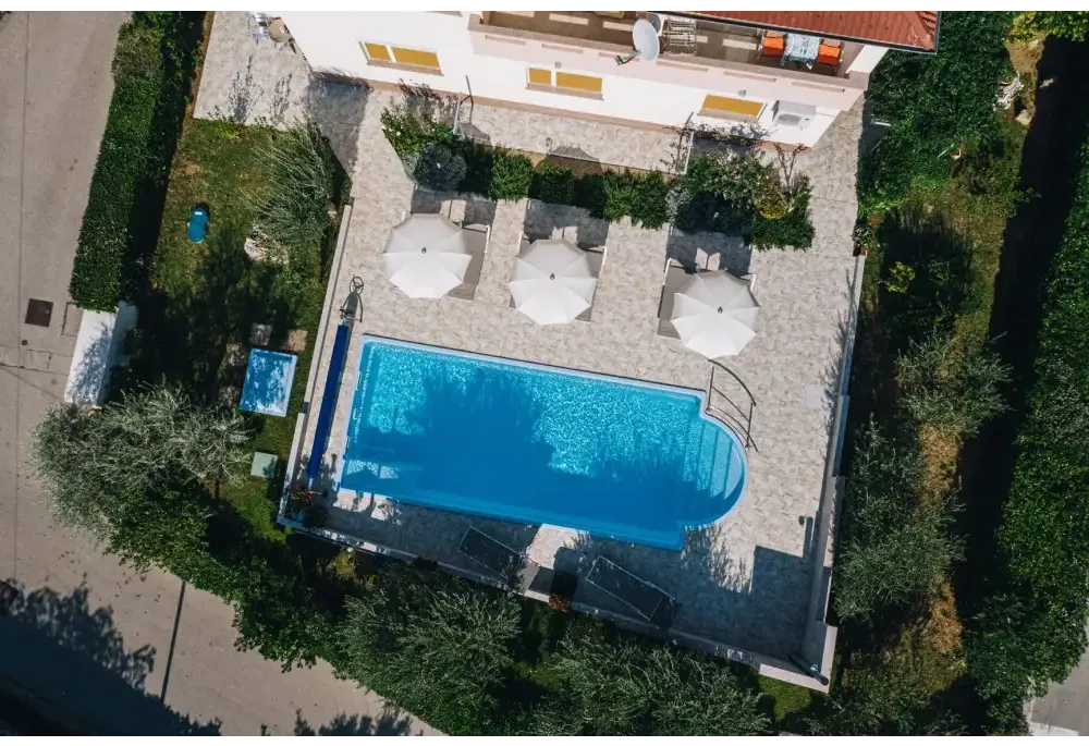 Rektangulär blå glasfiberpool Barbados för speciella evenemang