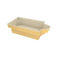 Glasfiberpool Grenada 600 med intressant form, pool och stegdesign