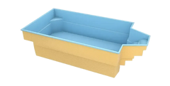 Glasfiberpool Grenada med intressant form, bekväma sittplatser och tvåtonad design