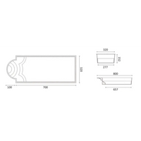 Ornerade rektangulära lister för Glasfiberpool Haiti 8m x 3,2m med avrundad trappa