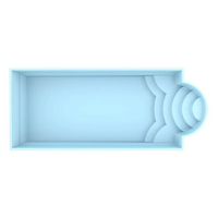 Glasfiberpool Haiti 8x3,2m trädgårdspool med avrundad trappa