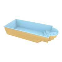 Glasfiberpool Haiti 8x3,2m med avrundad trappa i ljusblått och guld