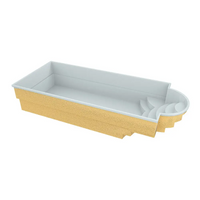 Guldtexturerad rektangulär Haiti trädgårdspool med vit interiör och avrundad trappa