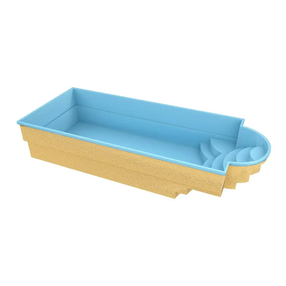 Haiti trädgårdspool i glasfiber med avrundad trappa och pool