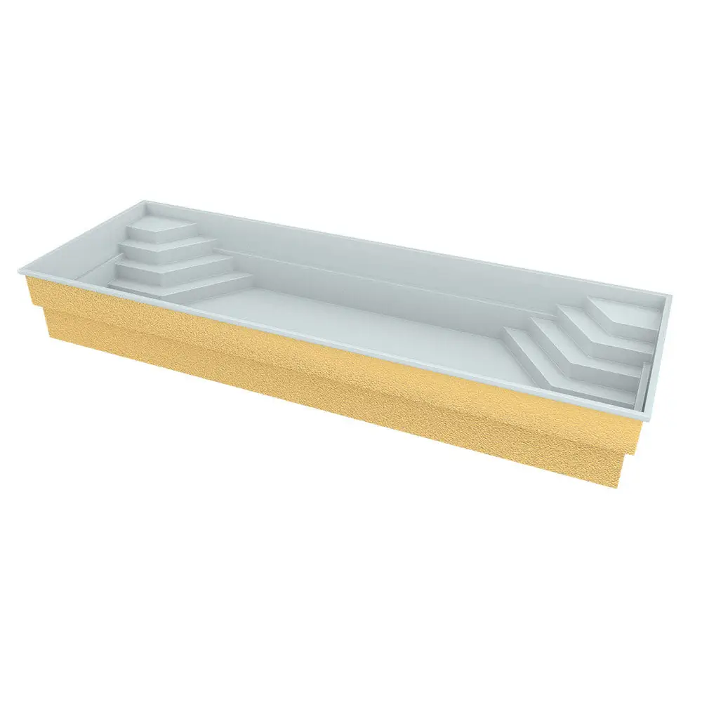 Glasfiberpool Jamaika 11,25m x 3,75m x 1,50m med stegad åtkomst