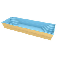 Glasfiberpool Jamaika blå beige rektangulär pool med inbyggda steg