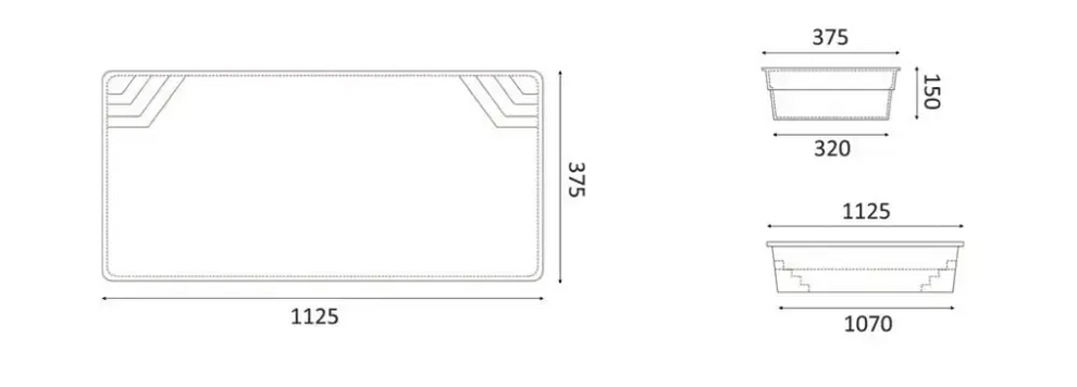 Rektangulär planter med geometriskt mönster, 1125mm x 375mm, för glasfiberpool Jamaika 25x3 75x1 50m