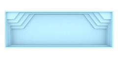 Ljusblå rektangulär ram med geometriska utskärningar för glasfiberpool Jamaika 25x3 75x1 50m