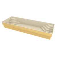 Glasfiberpool Jamaika beige med texturerad gul bas och stegaccess