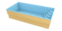 Ljusblå glasfiberpool Papeete med beige pool och elegant pooltak