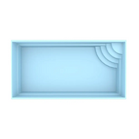 Ljusblå glasfiberpool Papeete 6x3x1,5 m med kurvade steg