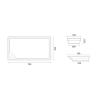 Glasfiberpool Papeete 700 rektangulär bricka med rundade hörn och kurvmönster