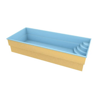 Ljusblå beige glasfiberpool Papeete 700 7x3,5x1,5m med inbyggda steg