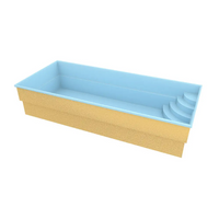 Glasfiberpool Papeete 700 med ljusblå interiör och trappor, 7x3.5x1.5m