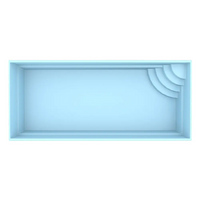 Ljusblå rektangulär inground pool Glasfiberpool Papeete 700 7m x 3,5m x 1,5m med kurvad dekoration