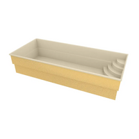 Beige rektangulär glasfiberpool Papeete 700 med kurvade steg, 7x3,5x1,5m. Köpa pool