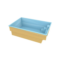 Glasfiberpool Saba 500 rektangulär pool med ljusblå insida och pooltak