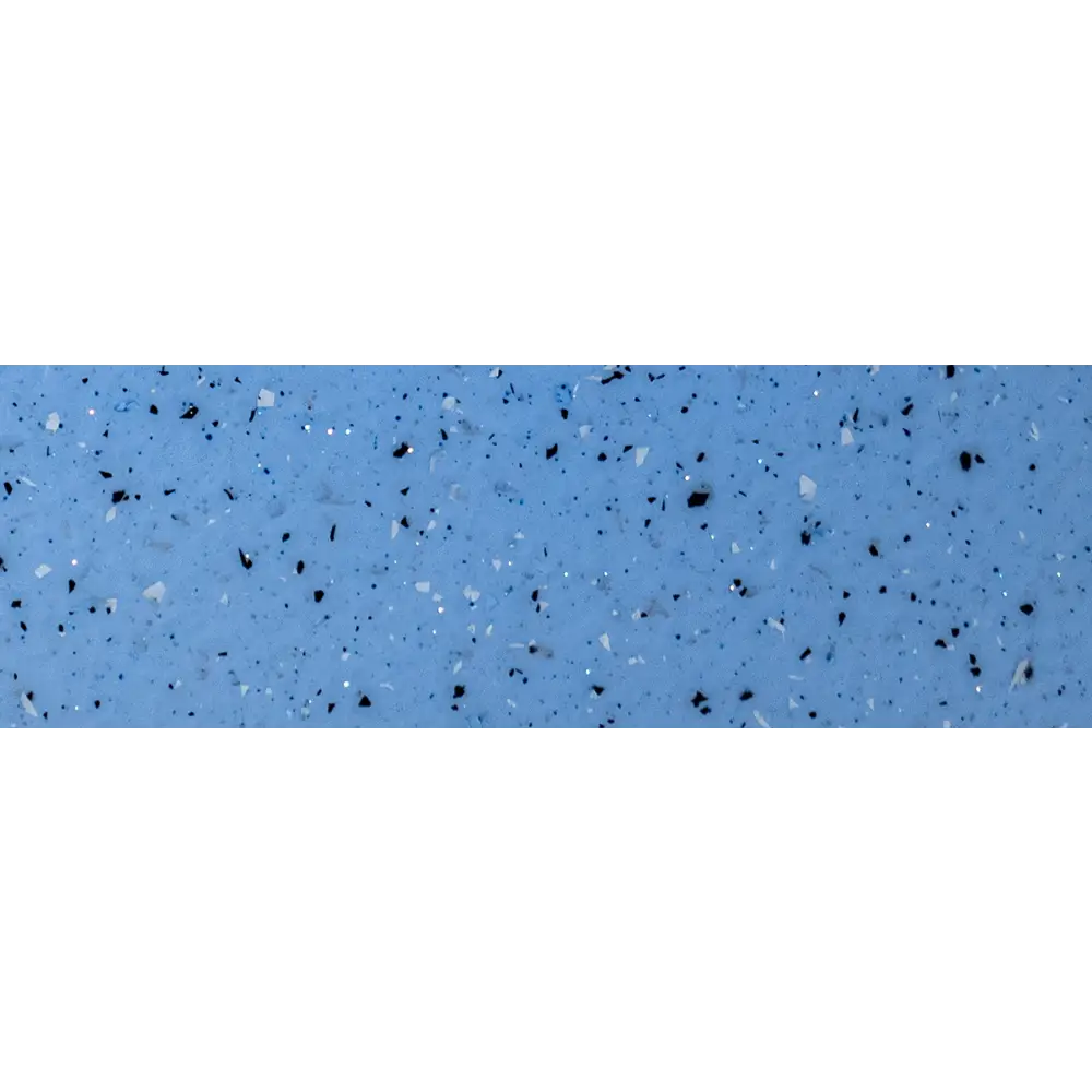 Ljusblå terrazzo yta med svarta och vita fläckar på Glasfiberpool Saba