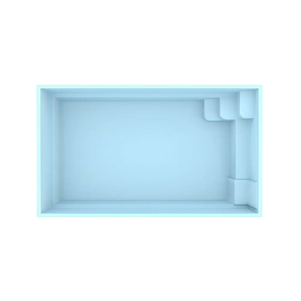 Ljusblå glasfiberpool Saba 5x3x1,45 m med steg och kant