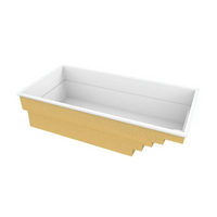 Glasfiberpool Saba 600 med guldvit rektangulär planter