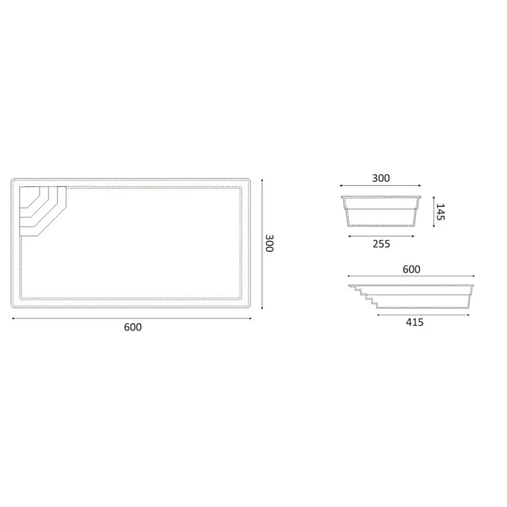 Glasfiberpool Saba med bekväm trappa för perfekt trädgårdspool