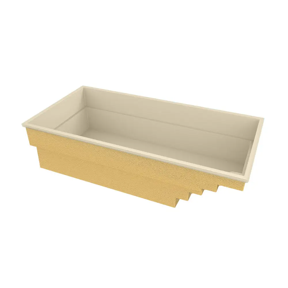 Glasfiberpool Saba med bekväm trappa, perfekt trädgårdspool i beige plast