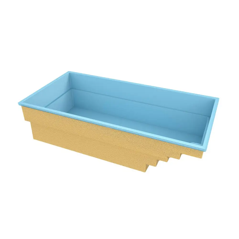 Glasfiberpool Saba 600 med bekväm trappa, perfekt trädgårdspool