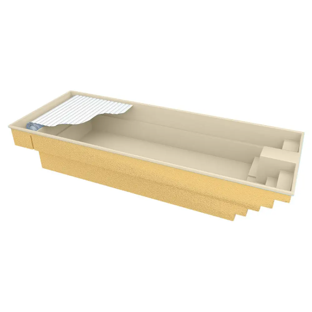 Trinidad trädgårdspool i beige betong med inbyggt poolöverdrag