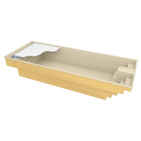 Trinidad trädgårdspool i beige betong med inbyggt poolöverdrag