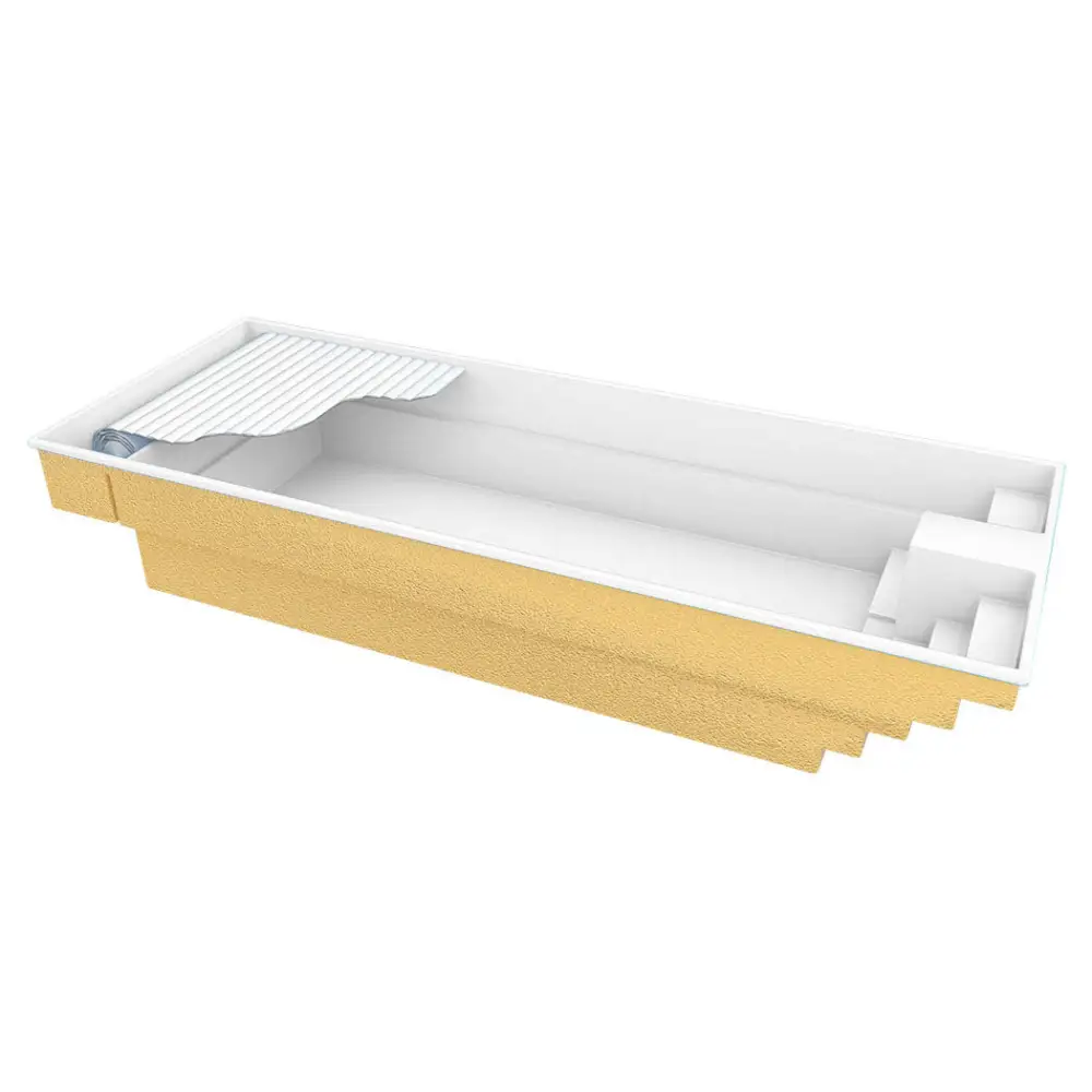 Gul Trinidad trädgårdspool 9,70m x 3,70m med inbyggt poolöverdrag