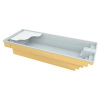 Gul Glasfiberpool Trinidad 9,70m x 3,70m x 1,60m med inbyggt poolöverdrag