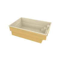 Gul glasfiberpool Victoria 4,70x2,70x1,30m med beige interiör och inbyggda steg