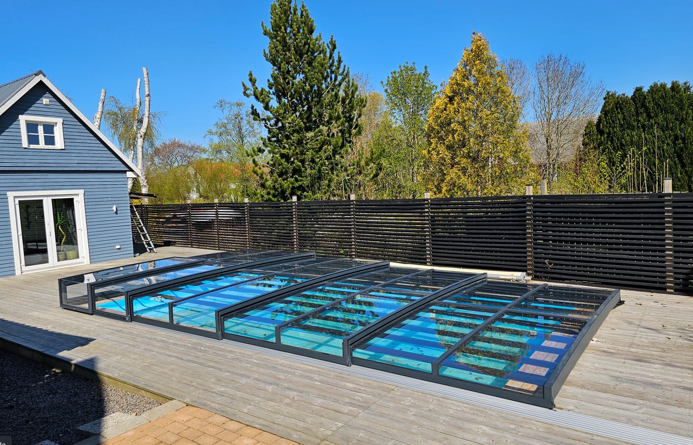 Pooltak ICON KIT S2 4×8 (klarglas, sidodörr, enkelskena, antracit)