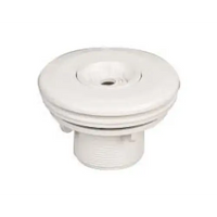 Vit plast spa jet med cirkulär texturerad topp, gängad bas, d50 lim anslutning, dubbla packningar