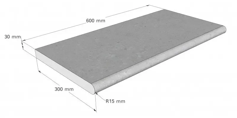Grå betongplatta 600x300x30 mm i Natura Kiruna Paket med simbassängvatten