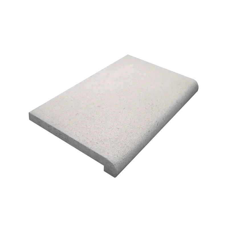 Vit rustica Nevada paket: vit texturerad rektangulär stenplatta med rundade kanter