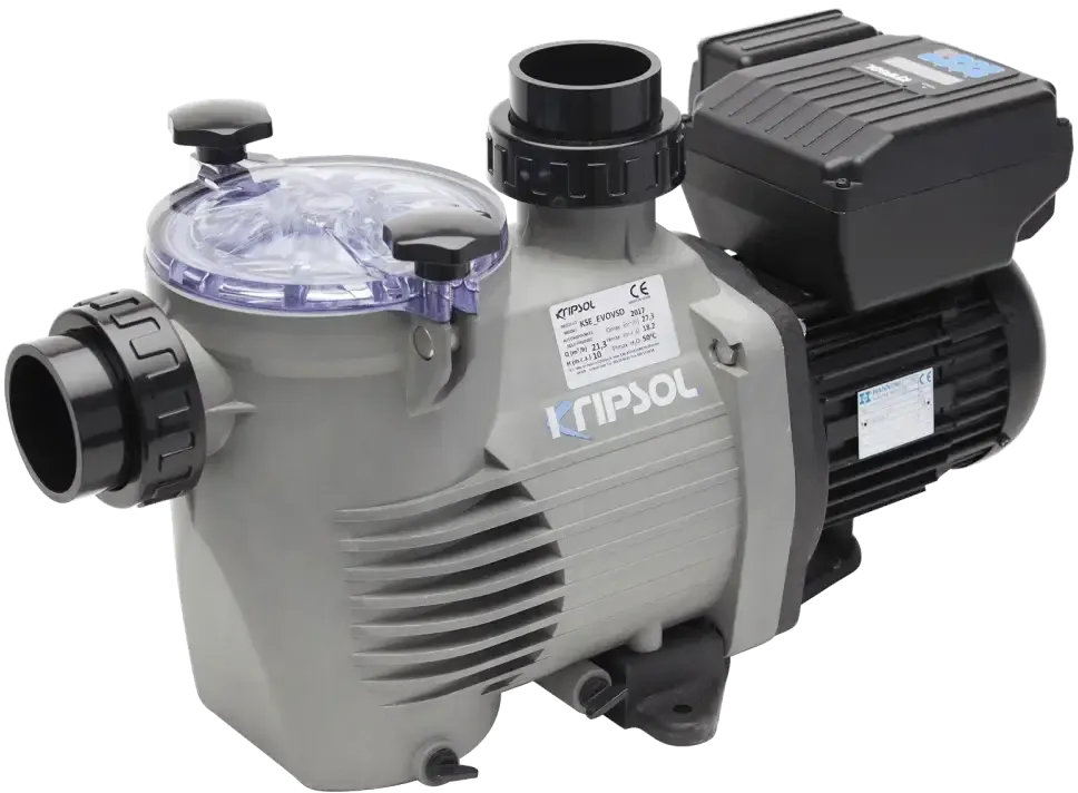 Kripsol VSP grå poolpump med svart motor och transparent lila lock