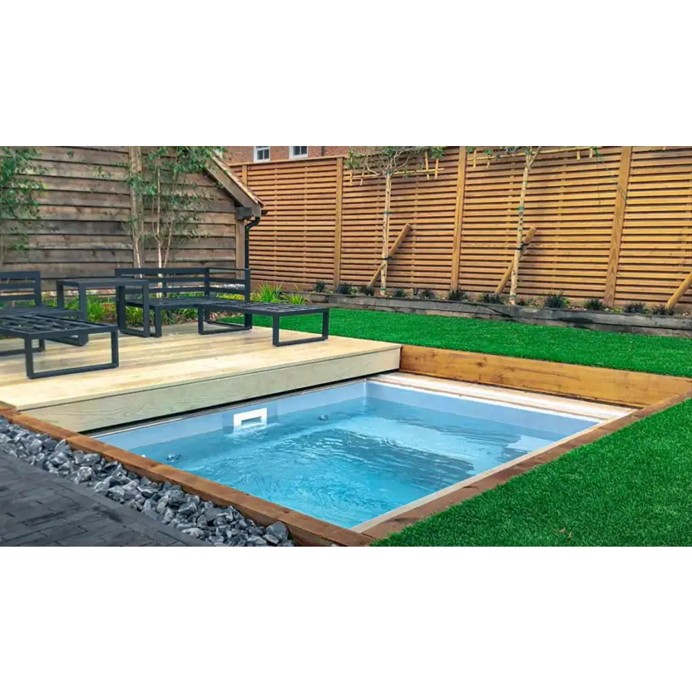 Leisurepools Fiji Plunge 2,9×2,1m rektangulär pool med träram och blått vatten