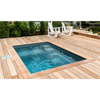 Leisurepools Fiji Plunge 2,9×2,1m rektangulär pool med klart blått vatten och trädeck