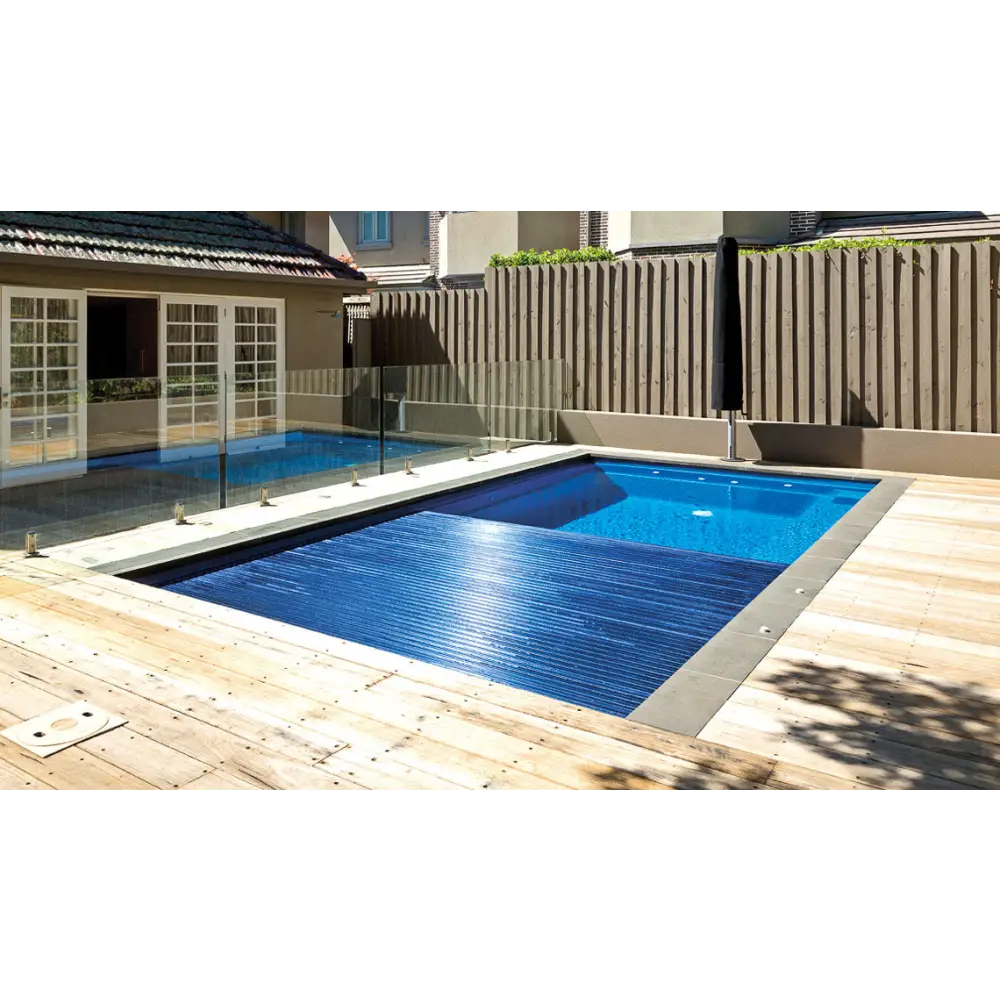 Blå invikbar pooltäckning för Leisurepools Reflection 3,8×7,92-9,92m