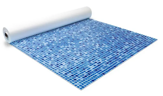 Blå mosaikplattskiva 75mm mönstrad rund för bygga pool på rulle