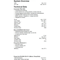 Tekniska specifikationer för PS2-1800 och CS-37-1 i Lorentz Solcellspumppaket