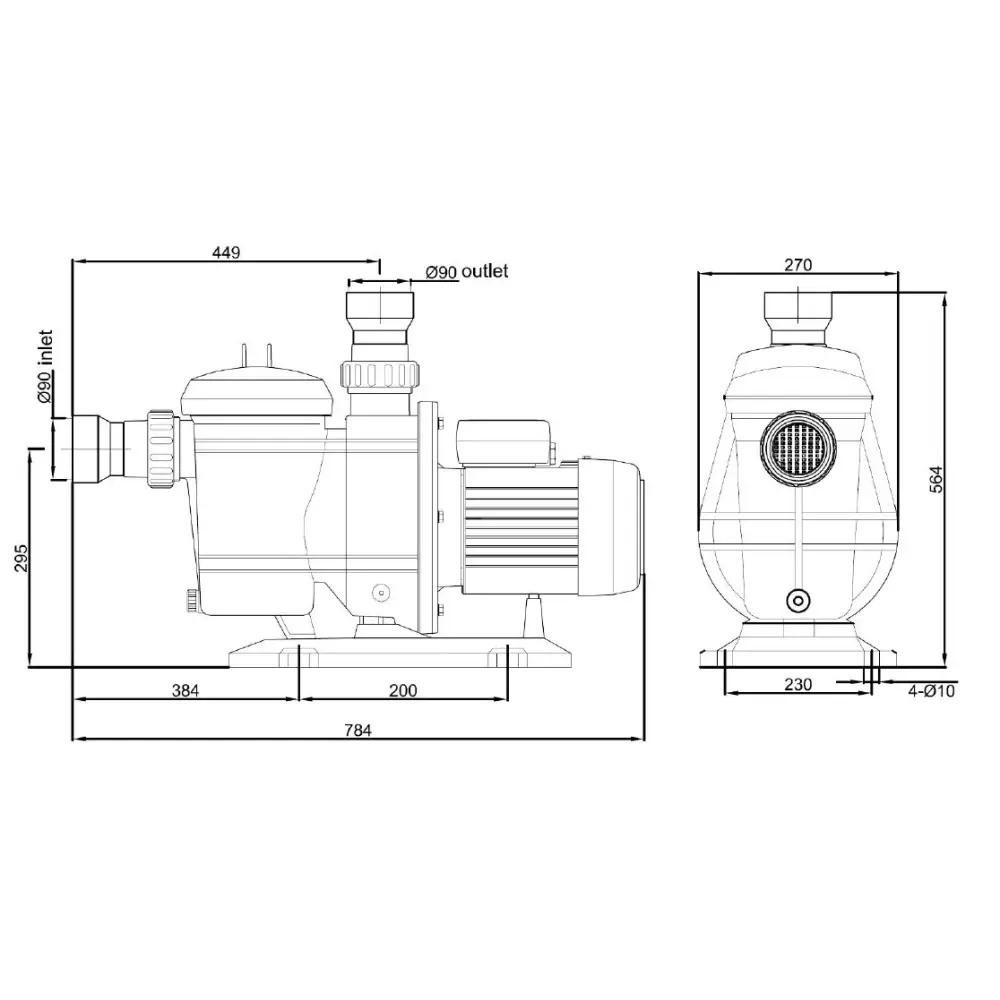 Lorentz PS2-1800 CS-37-1 industriell poolpump med robust metallkropp och gängade portar för effektiv vattenflödeskontroll